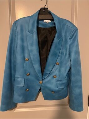 OO LALA Blue Jacket - Size 10. Vegan leather
